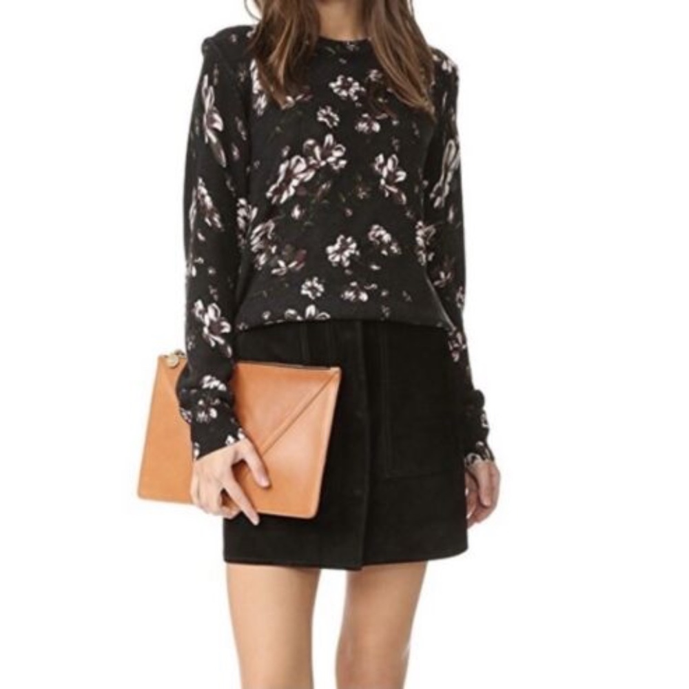 EQUIPMENT 100% Cashmere Shirley Black Floral Crew Sweater L